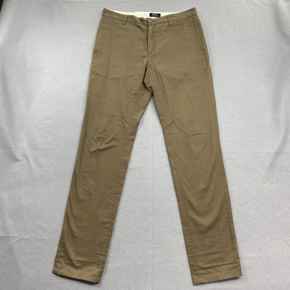APC Pants Mens 30 Beige Chino Classique Rue Madame Paris Straight Cut Mid Rise